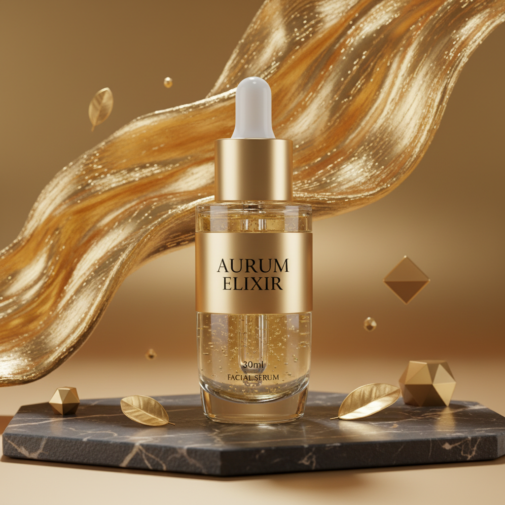 Lethari 24K Gold Facial Serum bottle on dark background