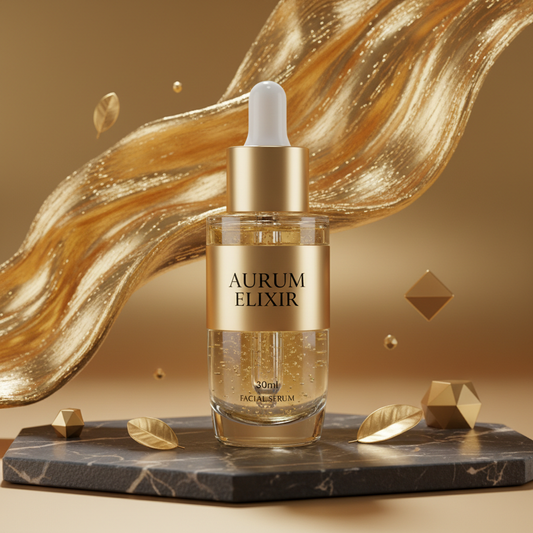 Lethari 24K Gold Facial Serum bottle on dark background